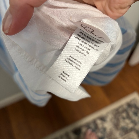 Rails Avril Dress Gibson Stripe Blue/ White Linen Midi Tiered Sundress NWOT - Picture 11 of 11